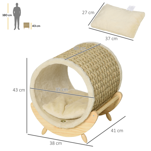 Cozy Elevated Cat Bed with Scratcher and Cushion For Small Cats and Kittens