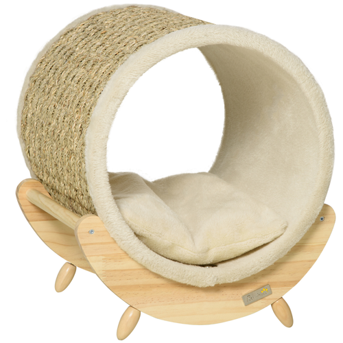 Cozy Elevated Cat Bed with Scratcher and Cushion For Small Cats and Kittens