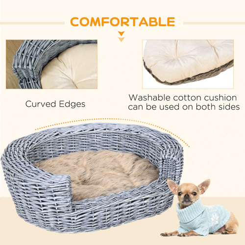 Vintage Rattan Pet Bed for Cats and Small Dogs – Soft, Durable, and Easy to Clean