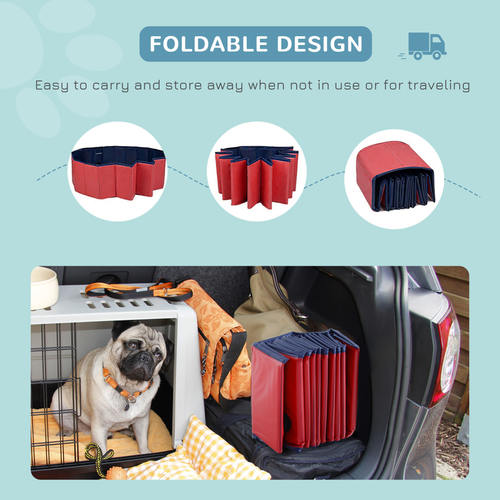 Foldable Pet Paddling Pool for Dogs and Cats – 80cm Red – Indoor and Outdoor Use
